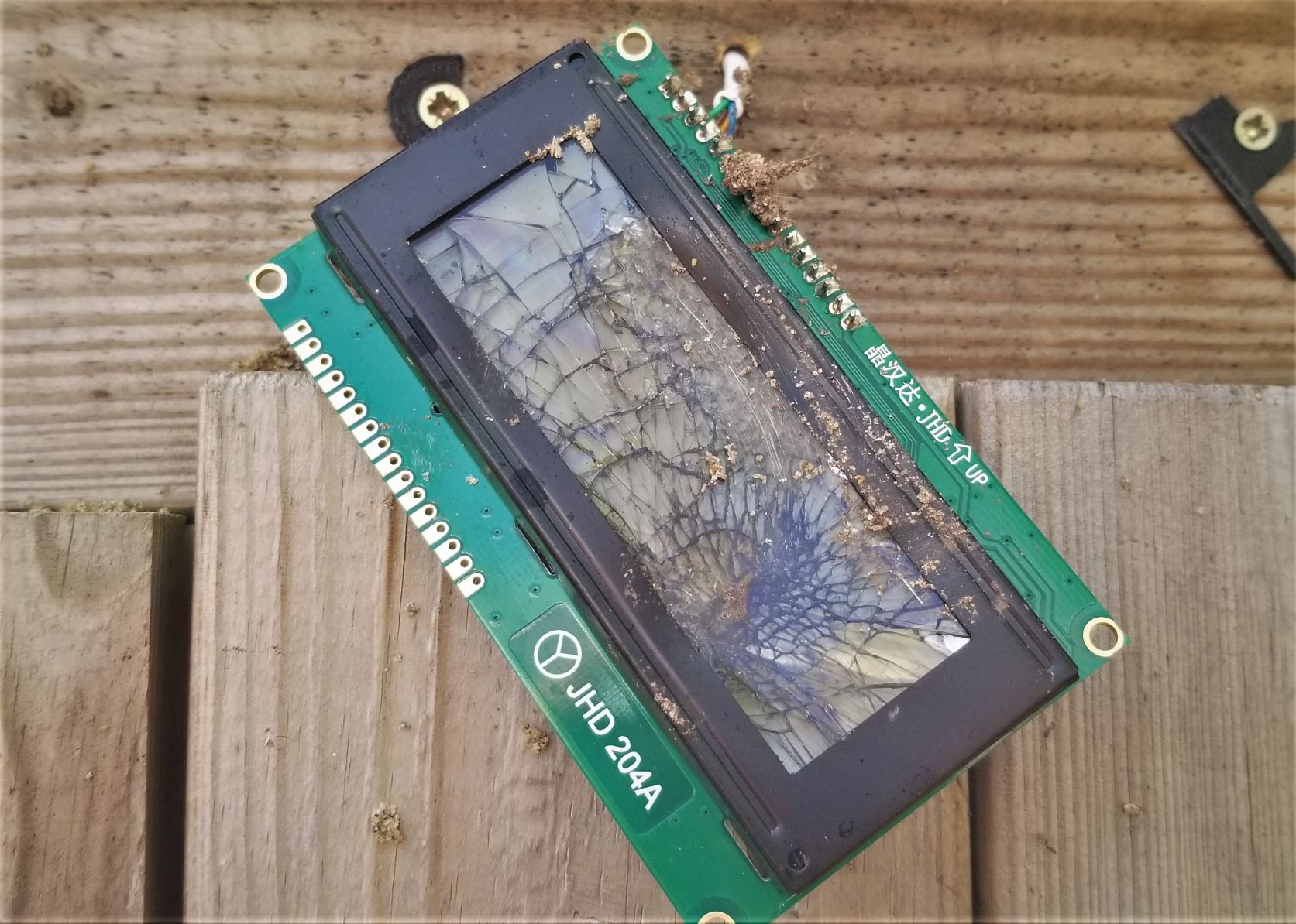Vandalised screen